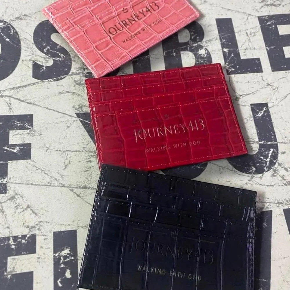 NEW - JOURNEY413 CROC LEATHER 4X3 CARD CASE WALLET 3 COLOR OPTIONS 1 - Picture 3 of 13